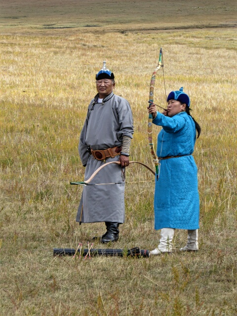 The woman won the archery competition