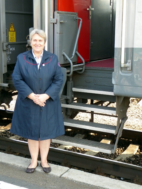 Galina, one of our wagon conductors, makes sure everyone is on board