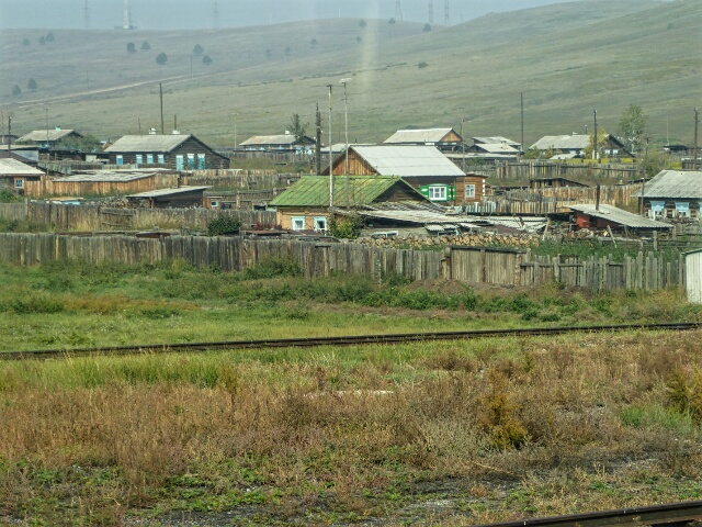 Our first sight of Siberia - a small village beside the railway tracks