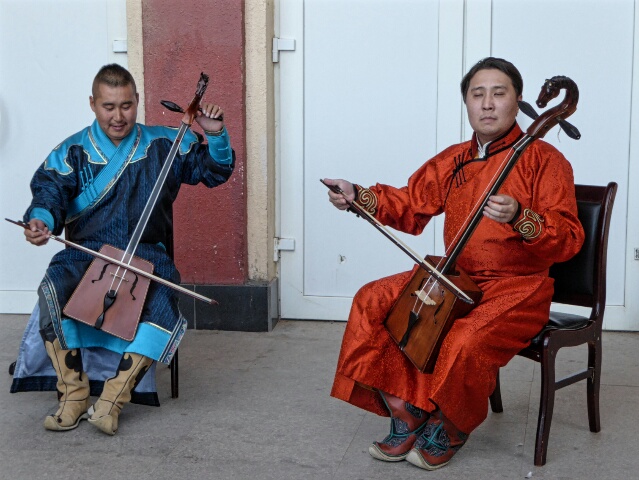 A welcome to Mongolia with traditional music at the train station
