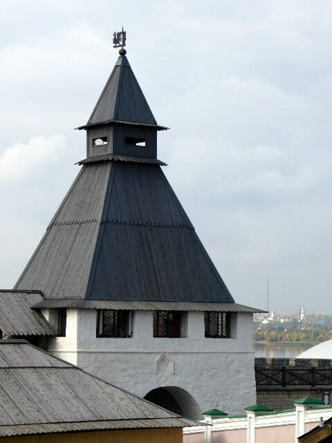 Kremlin tower with steep wooden roof