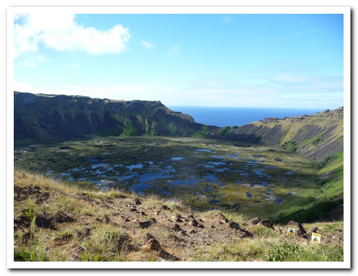 The crater of one of the many extinct volcanoes on the island