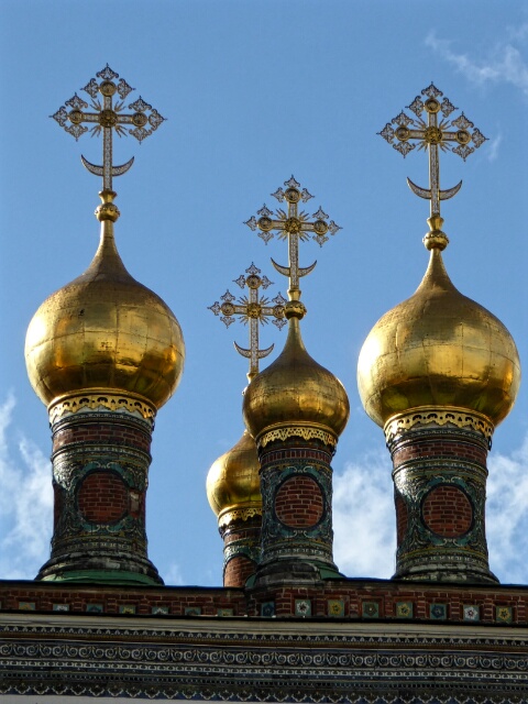Onion domes with Orthodox crosses