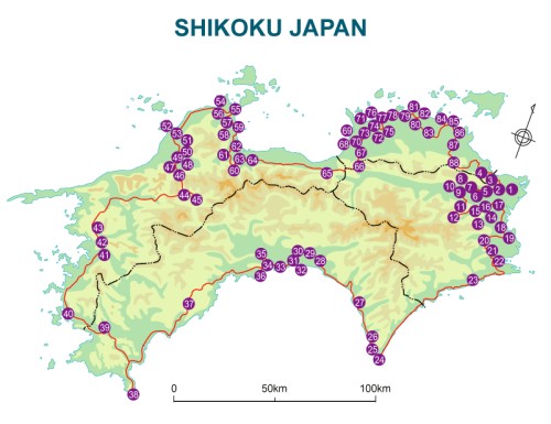Map of Shikoku